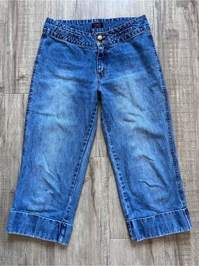 Vintage Classic Women's Blue Denim Cropped capri Jeans 100% cotton size 7 retro